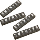 מארגנת גלולות שבועיות - (Pack of 4) מכיל ויטמין גדול נוסף עם ג'מבו קל לקרוא מכתבים, BPA חינם - Daily Travel 7 Day Drug Pill Box Case (Black)