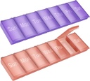 מארגנת גלולות שבועיות,2 Pack Large Daily Pill Box, Travel Friendly 7 Day Containers Medicine Holder,Handbag בחוץ קמפינג Small Pill Case עבור תוספי שמן דגים