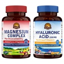 Vitalitown Magnesium + Hyaluronic Acid Bundle: Magnesium Complex (Item 1) & Hyaluronic Acid Plus ויטמין C (Item 2) | 120 מגנזיום קפסולות & 90 Hyaluronic Acid