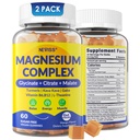 Magnesium Complex Gummies 400 מ"ג, Magneisum Glycinate Citrate Malate + Turmeric, GABA, B6 B12, Kava Kava, L-theanine for Sleep, Calm, מרגיעה, אנרגיה, Magnesium חניכיים עבור נשים, 2 Pack, 2 Pack