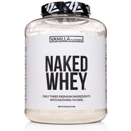 אבקת חלבון NAKED Vanilla Whey - All Natural Grass פד Whey חלבון אבקת, Vanilla Flavor, סוכר קוקוס אורגני, 5Lb Bulk, GMO-Free, Soy Free, Gluten Free - 61 משרתים