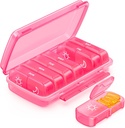 מארגנת גלולות שבועיות 2 פעמים ביום עם עיצוב Moisture-resistant, Pink AMPM Pill Box 7 Day for Easy Filling, Portable Pill Case for Travel, Large Pill Holder עבור ויטמין, שמן דגים, תוספת תוסף