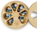 Wood Weekly Pill מארגנת עבור ויטמין רפואה, דלקת פרקים ידידותי 7 ימים גלולות Box Mediumtments Holder,Daily Portable Travel Pill Case with Velvet Bag