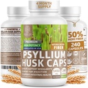 N1N Premium Psyllium Husk קפסולות (כל טבעי, 1450 MG) Powerful Soluble סיבים תוספת לתמיכה סדירות ובריאות העיכול, 240 Caps
