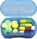 מקרה גלולה עבור Purse Small Pill מארגנת Portable Travel Daily Containers AM & PM Mini Pill Box ויטמין, שמן דגים, תוספת הולדר (כחול)