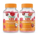 Lifeable Magnesium Kids + Probiotic 2 מיליארד CFU ילדים, חניכיים Bundle - גדול Tasting, ויטמין תוסף, Gluten Free, GMO Free, Chewable Gummy