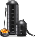 Zannaki XL Metal Travel Pill מארגנת, תוספת גדולה של גלולות שבועיות חסומות מים, אלומיניום Alloy Pill Caseer Container, BPA חינם 7 Day Daily Medicine ארגן הולדר עבור ויטמין, שמן דגים, תוסף שמן,