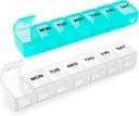 מארגנת גלולות קטנות 2 פעמים ביום, 2 Pack 7 Day Pill Box 1 Time a Day, Travel Friendly Day Night Organer, Weekly AM PM Pill Case Container