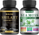 Sea Mosss ו Shilajit קפסולת Bundle, Ashwagandha Rhodiola Rosea גינזנג Cordyceps Mushroom גינקו בילובה Sting Nettle Magic Mos בלנדרום שחור Seed Turmeric Bladderwrack Burdock Black Pepper