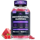 FFECTIVE NUTRA Resveratrolmies 1500 מ"ג | תוספת ללא סוכר לתמיכה אנטי-חמצן, חסינות, בריאות הלב ותפקוד המוח | 45 ימים, Natural Bre Flavor, Made in USA (90 Count)