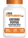 BulkSupplements.com קייאן פפר קפסולות - קייאן פפר 40000 גדול, תוספי Capsaicin, קייאן פפר - Gluten Free, 1 קפסולה לשרת, 240 קפסולות Veg (Pack של 1)