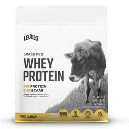 רמות Grass פדו אבקת חלבון Whey, לא מלאכותיים, 24G של חלבון, Vanilla Bean, 1LB
