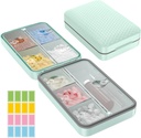 Restree Weekly Pill Organer, מגנטית Moisture Proof Pill Case, תיבת גלולות נסיעות עם Inner Clear Lid עבור ויטמינים, תוספים, ותרופות יומית 8 השוואתיות (Green)