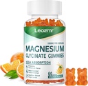 Magnesium Glycinate Gummies 1000 מ"ג - סוכר חינם Magnesium Potassium תוספת עם ויטמין D, B6, CoQ10 עבור Calm Mood & Sleep Support - 60 חניכיים כתום