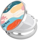Nipichsha Pill Box, Small Pill Case for Purse & Pocket, Cool Travel Medicine מארגנת, Portable Medicine Container Holder to Hold ויטמינים, תרופות, שמן דגים ותוספים, A04-Art Pattern