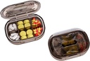 Small Pill Box, Moisture Proof Pill Case, Travel Pill Organer for Pocket Purse, Daily Portable Medicine, Fish Oil, תוסף (Black-3)