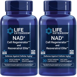 הרחבת החיים NAD+ Cell Regenerator ו- Resveratrol Elite, NIAgen Nicotinamide riboside, Trans-resveratrol, quercetin, Fisetin, for Longevity, Energy, and oxidative Stress, 30 Vegetarian כמוסות