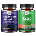 Bundle של High Absorption Magnesium Sleep תוסף - Melatonin-Free Calm Magnesium for Sleep and Zinc 50mg Immune Support - תוספת מורכבת עבור מערכת החיסון