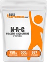 BulkSupplements.com N-Acetyl Glucosamine אבקת NAG, Glucosamine 750 מ"ג, תוספת תזונתית - Gluten Free, 750 מ"ג של לשרת, 500g (1.1 lbs) (Pack of 1).