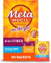 Metamucil On- The-Go, Psyllium Husk סיבים, 4in-1 סיבים לבריאות העיכול, סוכר חינם, כתום פלאמור, 30 Count x 2 Packs (60 Count Total)