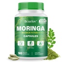 מרינגה קפסולות | 800mg Pure Moringa אבקת קפסולות - תמיכה באנרגיה, Skin & Gut Health, Immune System - Green Superfood with Vietnams & Amino Acids (90 Caps)