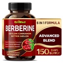 תוסף GriMed Berberine 9,500 מ"ג עם Ceylon Cinnamon Bitter Melon תומך במערכת החיסון בריאה - Made in the USA