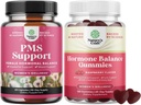 Bundle של PMS תמיכה עם DIM, Chasteberry, Black Cohosh & Ashwagandha לתקופה Cramps Menopause Bloating Mood Swing ו-הורמון מאזן מסטיקים תומכים המחזור הגברי עם ויטמין B6 & Dong Quai