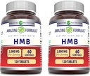 פורמולה מדהימה HMB 2000 מ"ג ל 120 טבליות תוספת | Non-GMO Glu |ten Free | Made in USA (2 Pack)