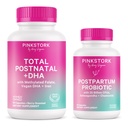 Pink Stork Postnatal Multivitamin + Probiotics with Vegan DHA, Ashwagandha, Iron, Folate, B12 - תמיכה בהורמונים, Postpartum Recovery, Gut Health, & Digest - Pack of 2