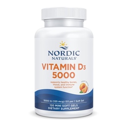 Nordic Naturals Vitamin D3 5000 IU,Non-GMO, Orange - 120 Mini Softgels