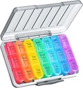 Zoksi Moisture-Proof Pill מארגנת 3 פעמים ביום, Sealed Weekly Pill Box 7 Day, Large Daily Pill Box מארגנת, Travel Medicine מארגנת, Portable Pill Container עם 21 השוואתיות כדי להחזיק מדלס