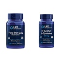 Life Extension Two-Per-Day Multivitamin, ויטמין B, C, D, אבץ, 25 ויטמינים, מינרלים ופליטות, 120 קפסולות Bundle עם N-Acetyl-L-Cysteine (NAC) 600 מ"ג, 60 קפסולות