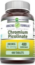 פורמולה מדהימה Chromium Picolinate תוסף | 200 Mcg Per Serve | Tablet | Non-GMO | Gluten Free | Made in USA (480 Count)