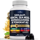 תוספת חדשה של AGE Shilajit עם Sea Moss, Ashwagandha, Tongkat Ali, Boron, Magnesium - Fulvic Acid קפסולות לגברים - 90 הרוזן