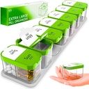 עוד מארגנת גלולות שבועיות גדולות - XL ויטמין Holder עם 7 השוואות של AM PM - Portable Medicine Dispenser for Home and Travel, Big Add Container for Weekly or Daily Use, Green Green