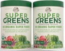 Country Farms Super Greens Natural Flavor, 50 Organic Super Foods, USDA Organic Drink Mix, Fruits, Vegetables, Super Greens, Mushrooms & Probiotics, Supports Energy, 40 Servings, 10.6 Oz, 2 Pack
