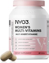 NYO3 Multivitamin עבור נשים עם Zinc & Biotin ויטמינים A,C,K,B2,B6,B12 & Multimineral | Daily Multivitamins Beauty & Energy | Gluten-Free, 60 יום אספקת יום