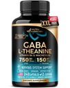 GABA L-theanine 900 מ"ג - מיוצר בארה"ב - מגנזיום | ויטמין B6 - Calm, Sleep,laxation & Mood Support - 750 מ"ג Gamma Aminobutyric Acid, 150 מ"ג L- האננין - Non-Habit Forming, טבעוני - 240 קפסולות