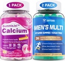 סוכר חינם Mens Multivitamin Gummies 120 Count + Calcium Gummies 60 Count