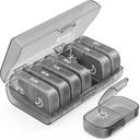 AUVON XL שבועי גלולות מארגנת 2 פעמים ביום, Pill Box 7 Day עם One-Side גדול פתחים עבור Easy to Use, Gray AM PM Pill מקרה עבור תרופות, ויטמינים, שמן דגים, תוספים