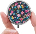 Mini Pill Box, Small Pill Box, Portable Pill Box, Sweet Pill Organer עבור ויטמינים, תרופות, שמן דגים ותוספים (Floral)