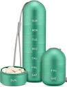 Zannaki Metal Moisture הוכחה שבועית מארגנת גלולות, אלומיניום עצום Alloy BPA נסיעות חינם Hiking 7 Day Pill Box Case מים עמידים והשוואה גדולה כדי להחזיק גלולות, ויטמינים, שמן דגים, תוספים