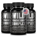 מזון פרוע Magnesium מורכב תוספת עם 7X טפסים | High Absorption, Full Spectrum, Easy Digestion | 500 מ"ג Glycinate, Bisglycinate, Malate, Orotate, Citrate, Taurate | 90 קפסולה (Pack של 3)