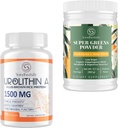 Urolithin A תוסף 1500MG פלוס בראון אורז חלבון + Super Greens אבקת סופר מזון תוספת עם אלקטרוליטים טוני Herbs