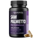 Saw Palmetto PM for Men with Melatonin 3 מ"ג - Night Time Prostate Health Supplement for Bladder and Sleep Support - צמצום תדירות השתן - 200 Count - טבעוני, non-GMO כמוסות - מעל 6 חודשים אספקת