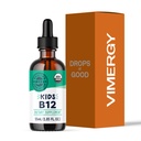 Vimergy Kids Organic B12 - מקדם את הפיתוח הגופני ואת התפקוד הקוגניטיבי* - תמיכה מהירה-Absorbing Immune Support* - USDA אורגני, טבעוני, Non-GMO - 55 mL