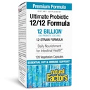 Natural Factors Ultimate Probiotic 12/12 פורמולה - תוספת לתמיכה בבריאות העיכול עם Probiotics - Immunity & Gut Health Support Supplement - 120 קפסולות צמחוניות (120 משרתים)