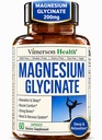 מגנזיום טהור Glycinate 200 מ"ג (Glicinato de Magnesio) - תוספת מגנזיום עבור שינה, הירגעות, שרירים ונשים - Better Absorbed Than Citrate או Oxide - 60 קפסולות טבעוניות