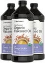 Horbäach Organic Flaxseed Oil | 3 Pack | 16 fl oz כל אחד | Cold Pressed | עם אומגה 3, 6, 9 | Vegetarian, non-GMO, Gluten Free Liquid נוזלי