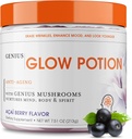 The Genius Brand Genius Glow Potion - Daily Skincare Supplement for Glowing Skin - Supports hydrotion, Ambiity, Immune Health & Brain Function - Powered by Nootropics - Acai ברי - 30 משרתות
